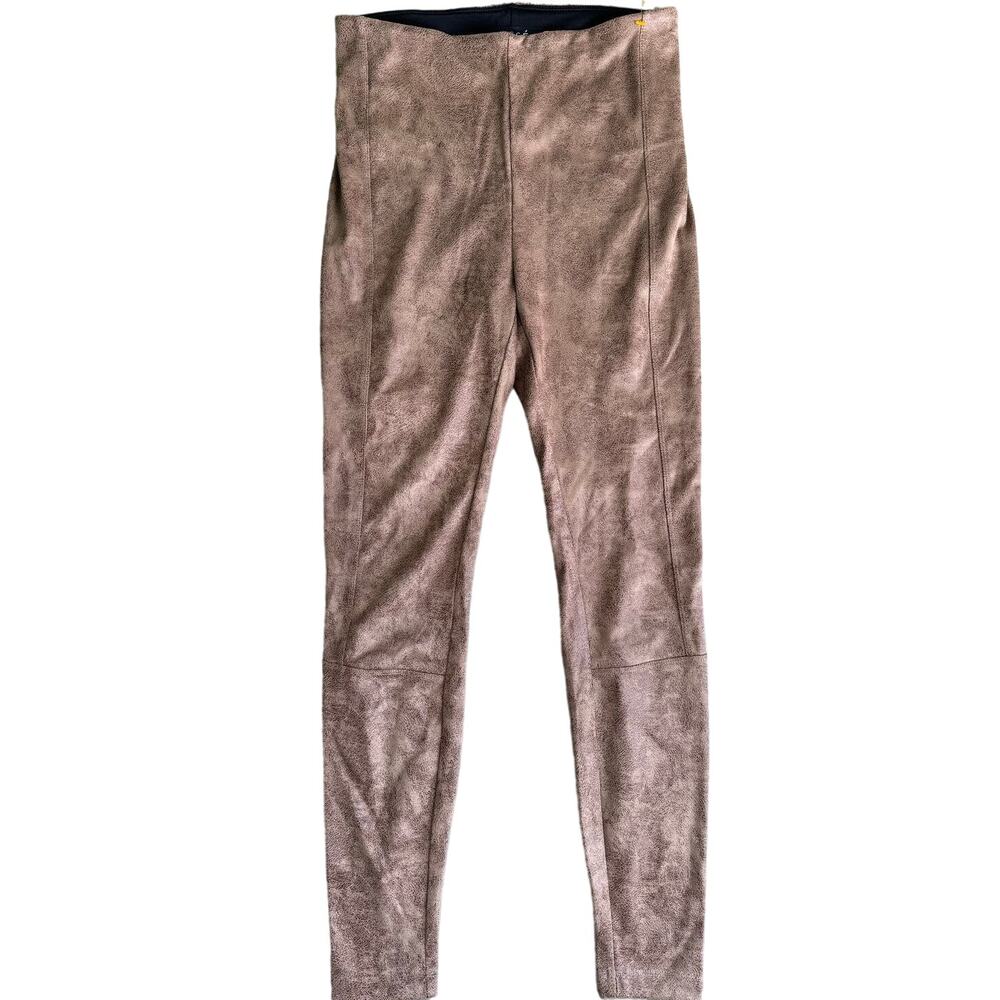 Lysse Buffed Faux Suede Leggings, Light Brown, Soft, Casual, Size SMALL